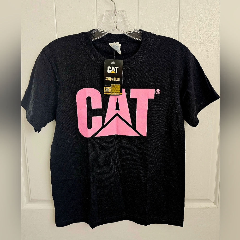 NWT CAT Womens Black & Pink Breast Cancer Awareness Short Sleeve Tee Shirt
